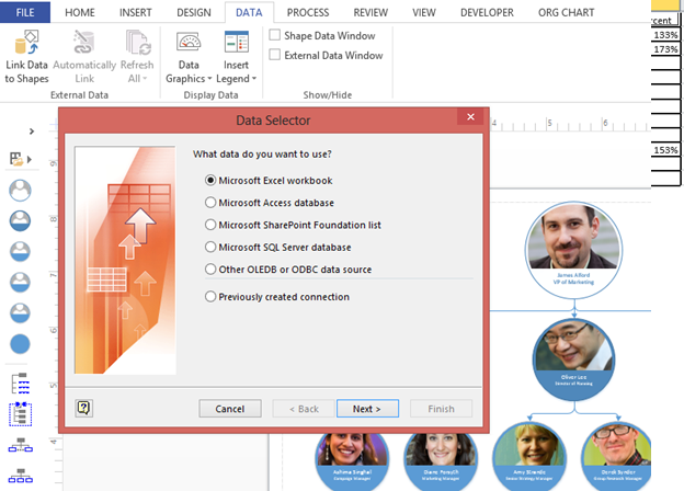 Data selector window